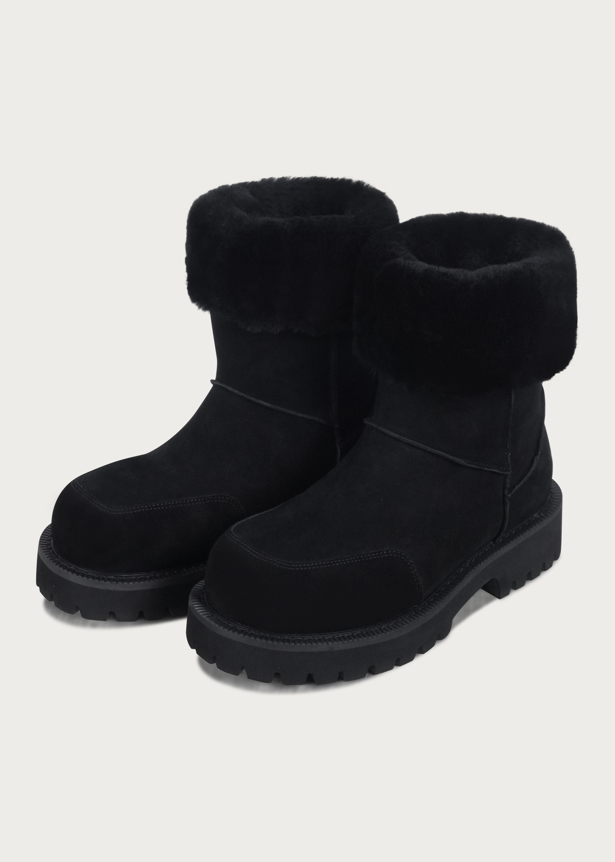 High snow boots Fleece-Lined Black