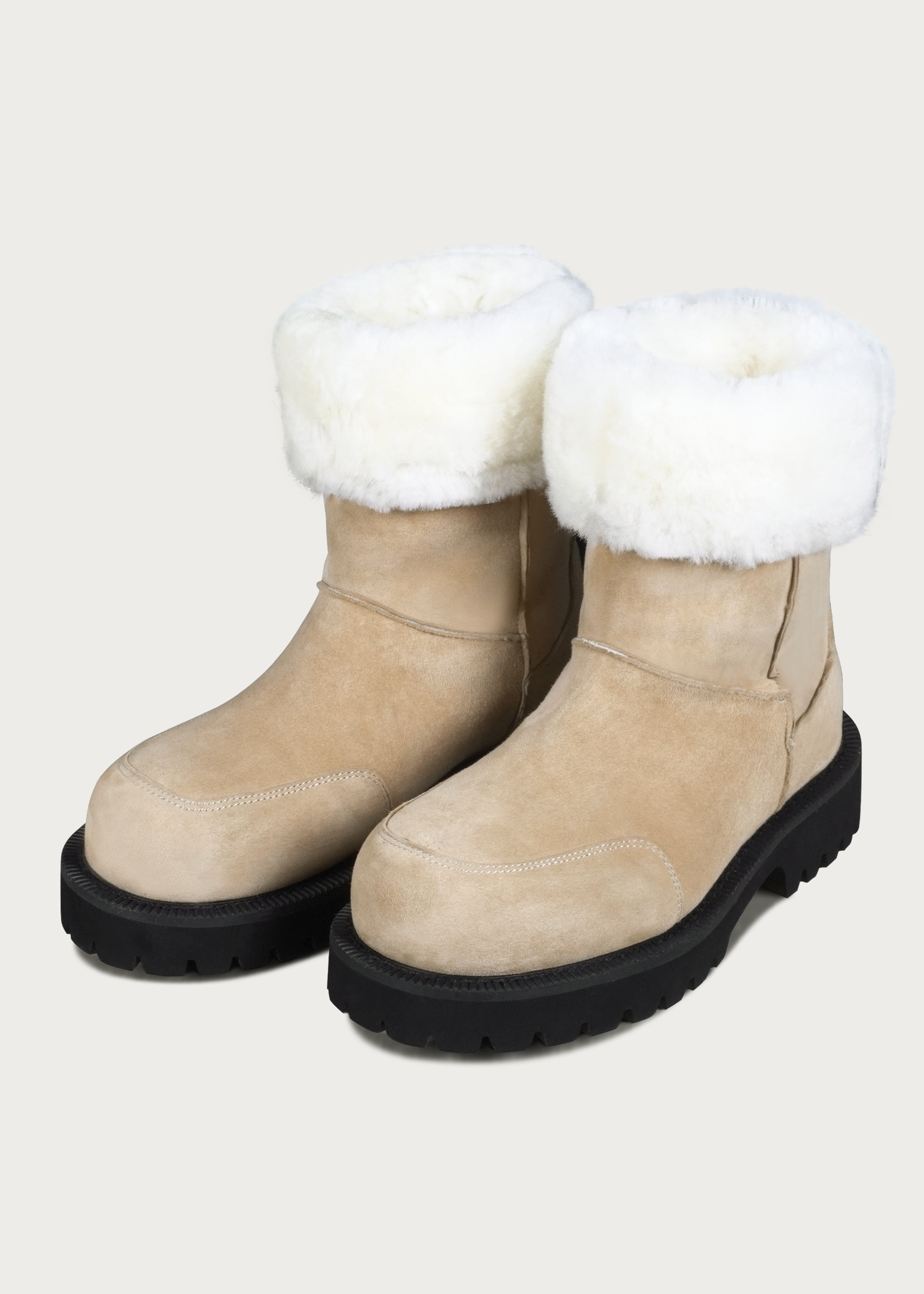 High snow boots Light cream brown