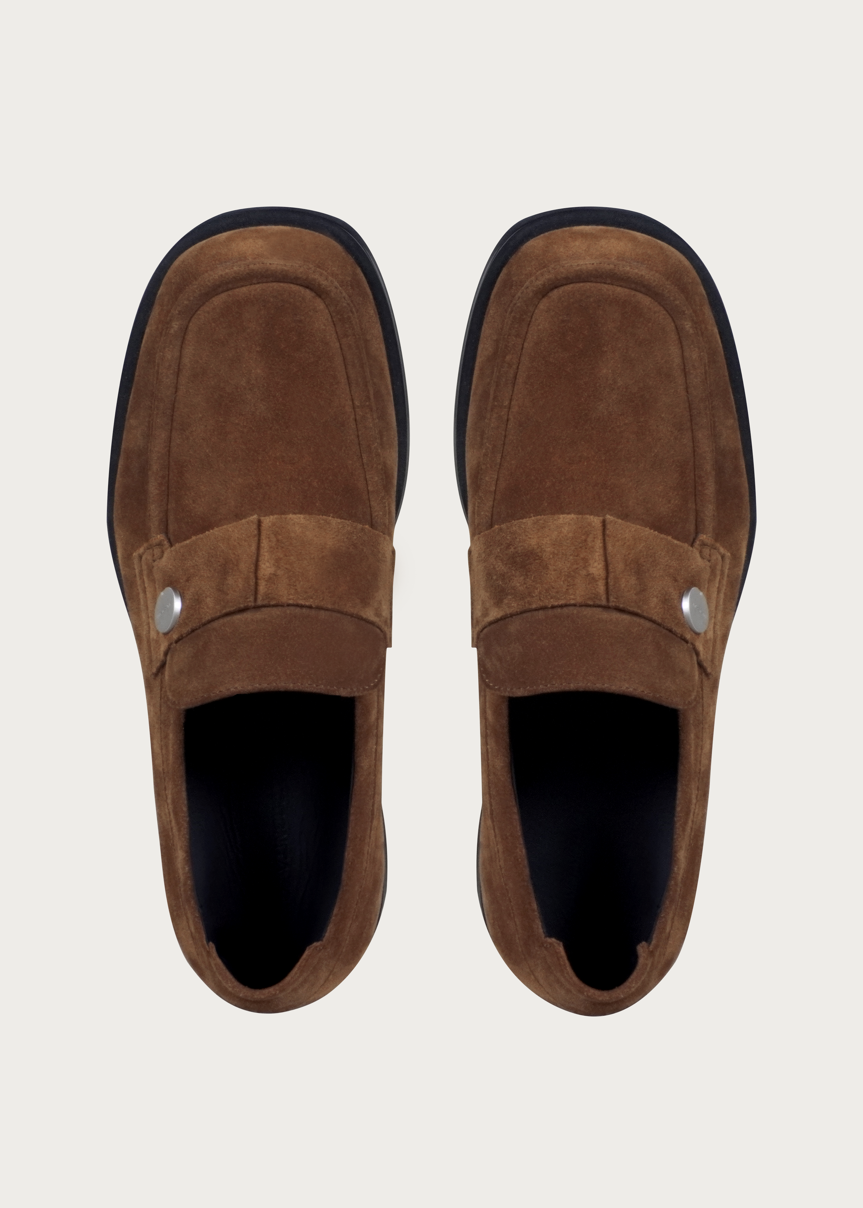 Loafers Button Leather Brown