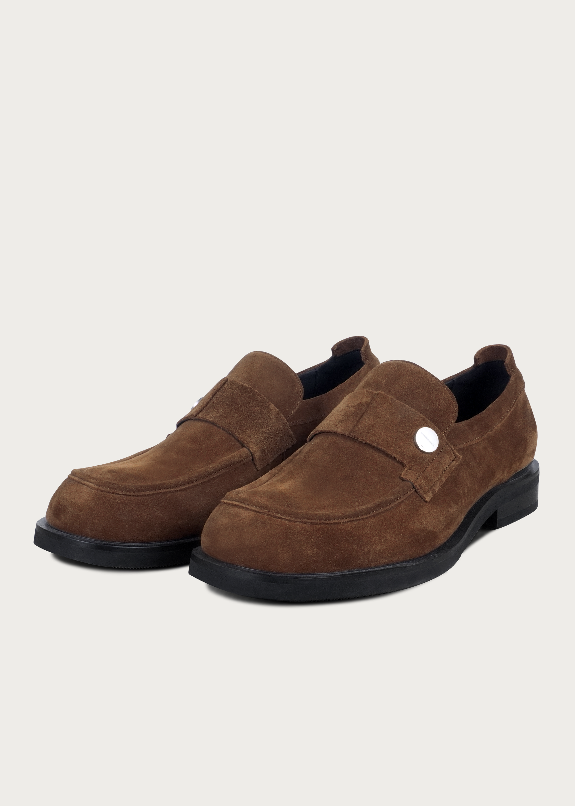 Loafers Button Leather Brown