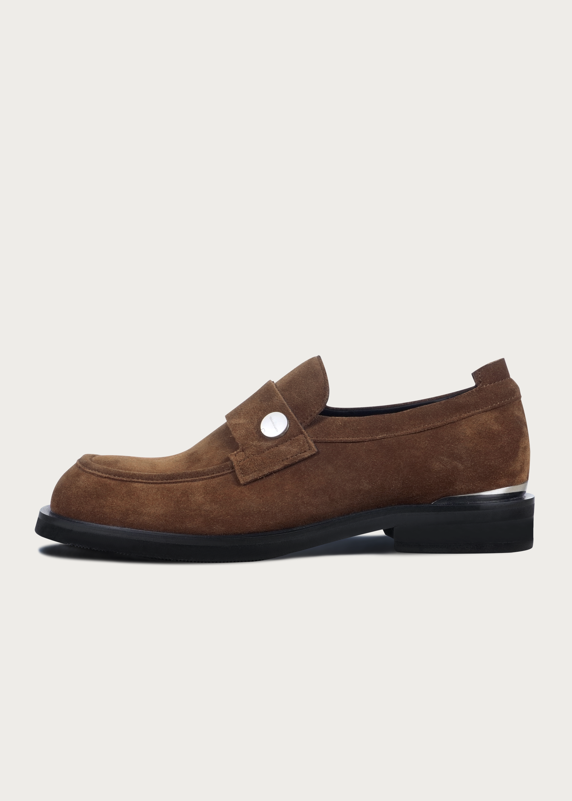 Loafers Button Leather Brown