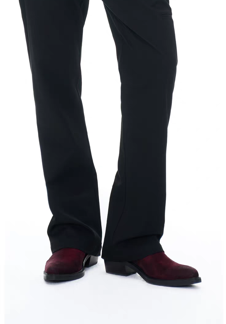 Chelsea boots Pointed-toe Velvet Garnet red