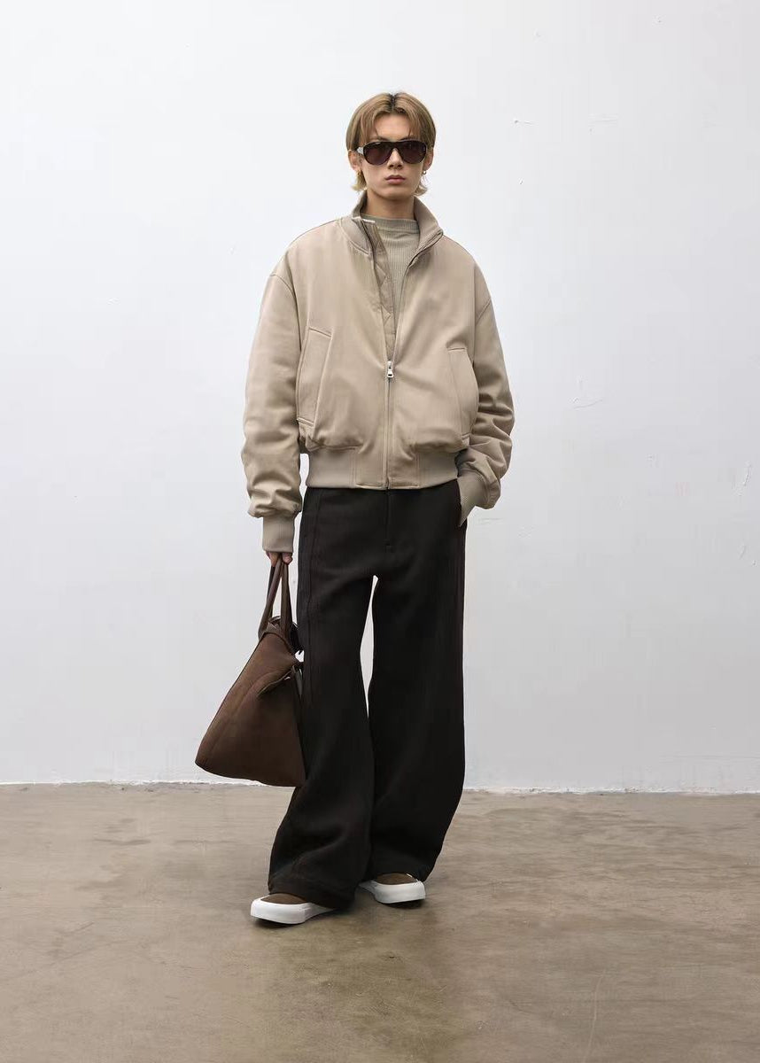 Down Jacket 90 White-Duck-Down Stand-Collar Khaki