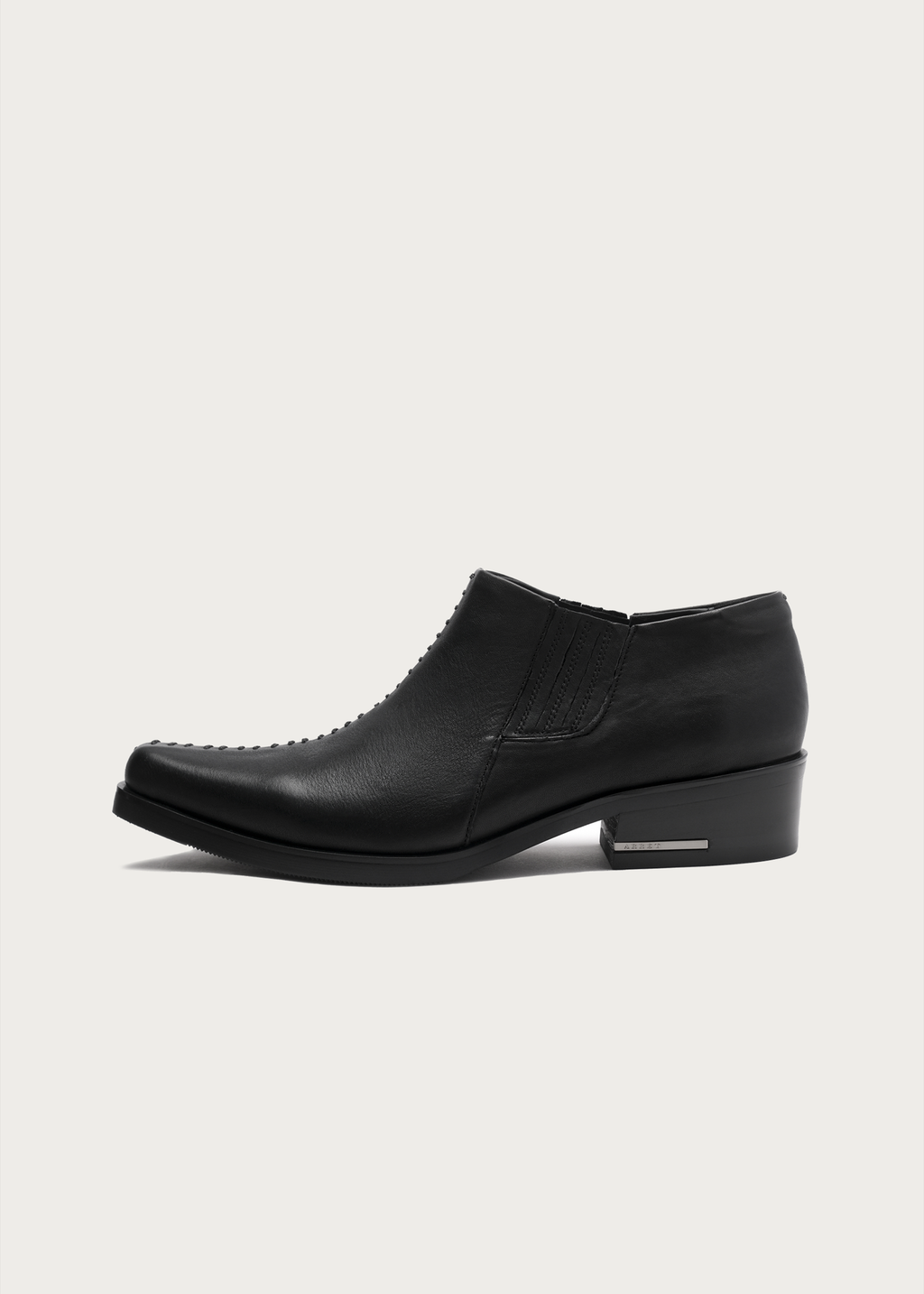 Front Stitch Leather Boots Black