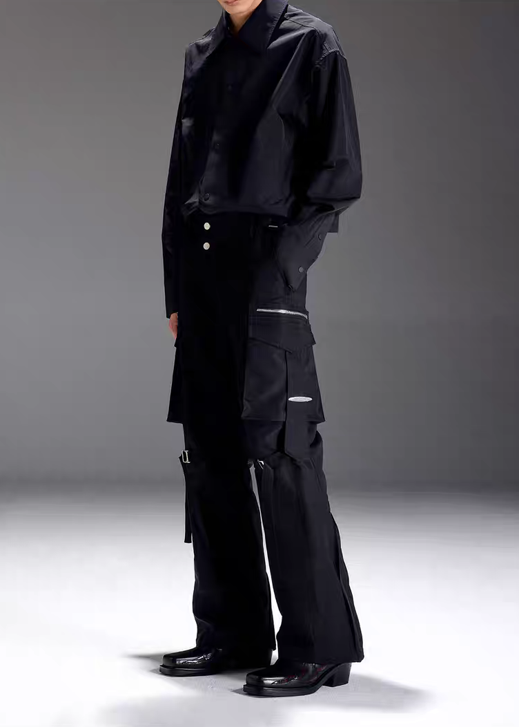 Ankle boots Square-toe Black and Red-Flame-pattern