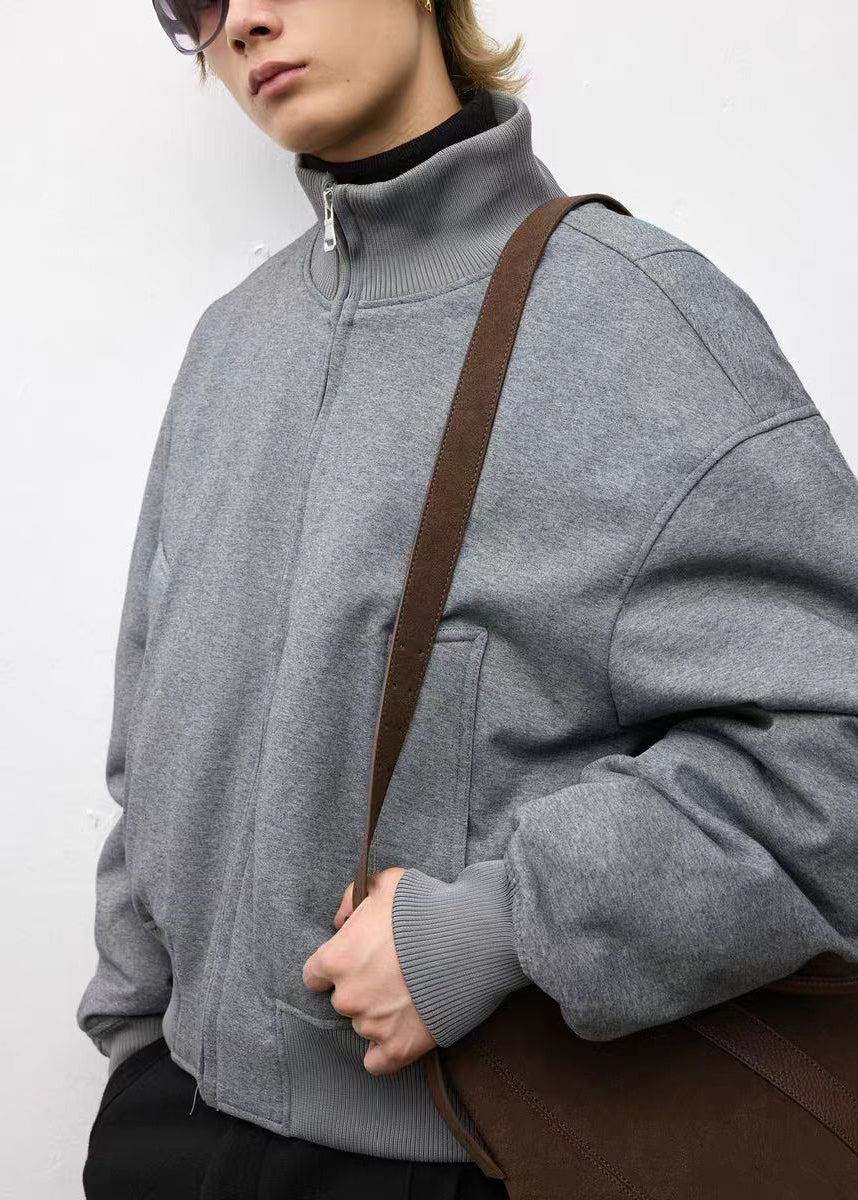 Down Jacket 90 White-Duck-Down Stand-Collar Grey